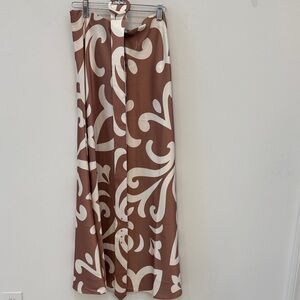 Rachel Zoe Cream and Brown Patterned Skirt